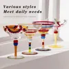 Wine Glasses Creative Colorful Cocktail Cup Coloured Drawing Margarita Elegant Goblet Wedding Party Drinkware Champagne