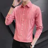 Shirt mens short sleeved 2024 new striped cropped shirt jacket spring/summer business slim fit mens clothing