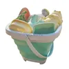 Sand Play Water Fun Travel Beach Toys 11st Foldble Beach Bucket Toys Summer Sand Toys Colander Sand Shovels Kettle Toddler Surprise Summer Game 240402