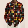 남자 캐주얼 셔츠 셔츠 격자 무늬 줄무늬 줄무늬 기하학적 스탠드 칼라 야외 거리 프린트 긴 소매 의류 패션 스트리트웨어 디자이너