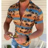 Herren Freizeithemden Kurzarmhemd Hawaiian Beach Holiday Tree 3D-Druck Männliches Revers Kleidung Mode Tops