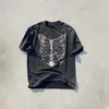 Bone print repeat wash short sleeve T-shirt high street fashion brand youth student LARGE T-SHIRT