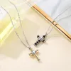 Hip Hop Design Small Component Cross Pendant Advanced Water Wave Chain Roestvrij stalen ketting Fashion sieraden ketting