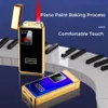 Touch Sensing Gas Electric Integrated Lighter Piano Paint Baking Process LED Energy Display Windproof Red Flame Metal Tändare