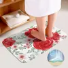 Alfombras de baño Conjunto de alfombras de baño Rosas rojas Flores florales Retro Vintage Tapa de inodoro europea Tapa de contorno en forma de U Ducha