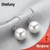 Dangle Earrings 925 Sterling Silver Simply Freshwater Pearl Drop White Ball Dangler For Women Fine Jewelry Anniversary Gift