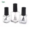 Speicherflaschen 5 ml/10 ml/15 ml transparente Glasnagellackflasche mit einem Lidbürstenkosmetikbehälter 1pc leer