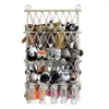 Tapissries Bohemian Hand-Woven Tapestry Macrame Toy Net Wall Shelf 3 Layer Storage Rack Hängväska för sovrummet