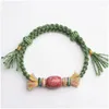 Braccialetti con ciondoli Stringa intrecciata a mano Ragazze Artistico Rosa Opale Vernice Bracciale con caramelle Verde Ajustbale Dimensioni Accessori carini Dropship Drop Del Dhcrz