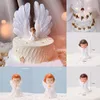 Ik wens Angel Feather Wing Flag Cake Toppers voor bruiloftsfeest schattige baby verjaardagstaart decor dessert tafelkleding ornamenten