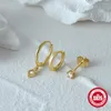 Hoop Earrings CANNER Korean Three-piece S925 Silver Color Heart Bling Zircon Stone Stud For Women Fashion Jewelry 2024 Trend