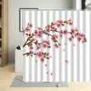 Rideaux de douche romantique Rose Rose plante florale fleur de pêche fleurs de cerisier décor de salle de bain imperméable avec 12 crochets
