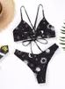 Solros Tryckt Bikini Set Sexig badkläder Kvinnor Mujer Push Up Padded Biquini Bathers Bandage Bathing Swimsuit Bikini 240321