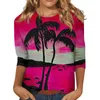 Women's T Shirts 3/4 ärm för kvinnor söta toppar grafiska tees blusar avslappnad plusstorlek grundläggande pullover topp modeblus 2024
