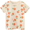 2-8t småbarn barn baby flickor kläder orange tryck t-shirt söt söt bomull t-shirt sommar grundläggande topp tee barn outfit 240318