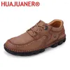 Casual Shoes Men Fashion Leather Tooling Spring Autumn Leisure Lace-up Walking Hiking Male Retro Footwear Plus Size 38-48