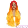 Peruker superlånga ombre orange syntetiska hår peruker för kvinnor mellersta delen bodywavy cosplay peruker värmebeständigt naturligt hår peruk