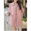 Womens Tracksuits Summer Elegant Casual Loose Shorts Suit Women Fashion Vintage Shirts Tops And Pants 2 Pieces Set Female Party Drop D Dhecw