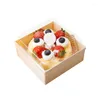 Baking Moulds Wooden Cake Box Sandwich High-end Sushi Disposable Clear Lid Puff Baked Goods For Dessert Japanese