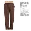 Men's Pants Trousers For Men Elastic Waist Cotton Linen With Pockets Travel Beach School