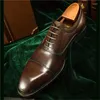 Kleding schoenen maat 6 tot 10 heren Oxford echt leer handgemaakte zwarte veterschoenen brogue klassieke cap teen bruiloft formeel voor mannen