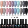 Gel ur sucre 10pcs / set kit de vernis en gel nude pour manucure couleurs de printemps ongles gel populaire trempage off uv lampe nail art conception