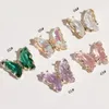 2024 2pcs Crystal papillon en alliage Nail Art Décorations Aurora Holographic 3D papillons en strass