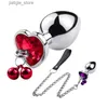 Outros itens de beleza da saúde Crystal Heart ButtPlug Stainless Belt Chain Anal Plug Bell Pingente Massager SM feminino Y240402