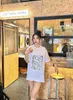 Designer High Version 2024 Summer New Luxury Fashion Luo Family Chest Printed Brodered Men's and Women's Loose Short Sleeved T-Shirt Olu0