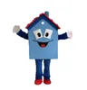 2024 Puntelli pubblicitari Blue House Costume della mascotte Halloween Natale Fancy Party Personaggio dei cartoni animati Vestito Vestito Adulto Donna Uomo Vestito Carnevale Unisex Adulti