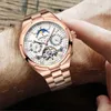 Altri orologi Overseas Calendario perpetuo Ultra-sottile 4300V Orologio automatico da uomo Fase Luna Oro rosa Quadrante argento Bracciale in acciaio Top Brand 231123