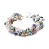 Charm Bracelets 10pcs Natural Gem Stone Bracelet Irregular Crystal Chip Beads Nuggets Bangles Quartz Wristband For Women