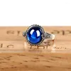 Cluster Ringen JIASHUNTAI Retro 925 Sterling Zilver Ronde Vintage Thaise Rood Blauwe Steen Sieraden Voor Vrouwen De Zon Van