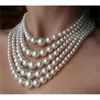 Große Perlenschmuck-Brauthalsketten-Sets, Vintage-Statement-Halsband, Hochzeitsaccessoire, mehrschichtige Perlen 240318