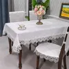 Table Cloth White Tablecloth Rectangle Luxury Embroidery Lace Dining Cover Towels Juppe Dust Home Decoration