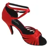 Chaussures de danse Elisha chaussure talon personnalisé bride à la cheville rouge femme Salsa latine bout ouvert fête