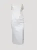 Vestidos casuales básicos Blanco Elegante Perlas Borla Corset Vestido Largo Midi Bodycon Fiesta Formal Satén Y Ropa Mujeres Tendencias LB020 Drop D DHPBM