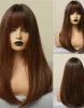 Wigs Element da 16 pollici parrucca sintetica con scoppi naturale ombre marrone color moda cosplay party parco per donne