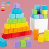 Block 64/16st Trä kub Byggnadsblock Tänkande Matematik 3D -pussel Matematik Lärarhjälpmedel Montessori Education Kids Toy 240401