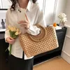 Boho Straw Bag Women Summer Handbag Half Moon Shape Rattan Woven Shopper Large Capacity Beach Vacation Tote Female 240328