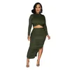 Work Dresses CM. Fashion Women Two 2 Piece Set Outfits Folds Full Sleeve Top And Side Slit Midi Maxi Long Skirt Suit 2024 INS Tracksuits