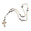 Pendanthalsband Rosary Cross Halsband Dekorativ kedja med Crucifix Gift Jewelry for Christmas Women Men Mother Day Wedding Birthday