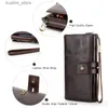 Money Clips CONTACT Mens Leather Wallet Long Clutch Leisure Handbag Card Holder Zipper Coin Clip Mens Wallet L240402