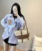 Designer High Edition Luxury Fashion Luojia Classic Striped Shirte's and Women's Loose Piece Cuir Bottom Shirt Oversize Style Lasa