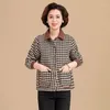 Women's Jackets 2024 Spring Autumn Lattice Coat Women Mom Short Jacket Fashion Elegant Single-Breasted Outerwear Pocket Outwear