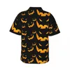 Heren casual shirts Hawaii shirt strand grijnzende pompoen blouses Halloween print elegante man korte mouw harajuku top