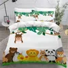 Ensembles de literie Cartoon Zoo Housse de couette 3D Forêt Animal Ensemble pour enfants Filles Couette en microfibre douce avec fermeture à glissière