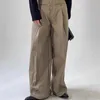 Pantaloni da uomo kaki a vita alta drappeggio dritto casual da uomo primavera autunno pantaloni larghi fino al pavimento tuta coppia a gamba larga