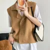 女性のベストkorejepo v-neck college style vest solid color sort color short nit seater2024 autumniedure Simplicity Cardigan Top Woman