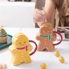 Mokken 3d kerstgingerbread man keramische mok verwerkt anti-gescheiden melk koffiewaterbeker met pijpmeisje kinderen kerstcadeau